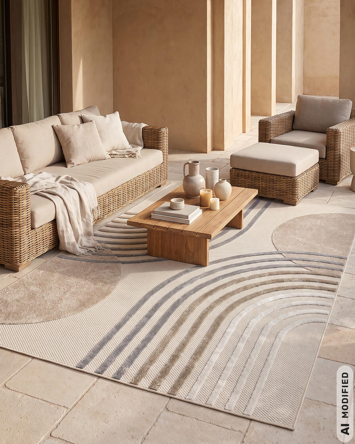 TEPPICH In-& Outdoor Fano Vento Mazovia 120x170cm Braun Creme Geometrisch Kurzflor - Braun, Textil (120/170cm) - Mazovia