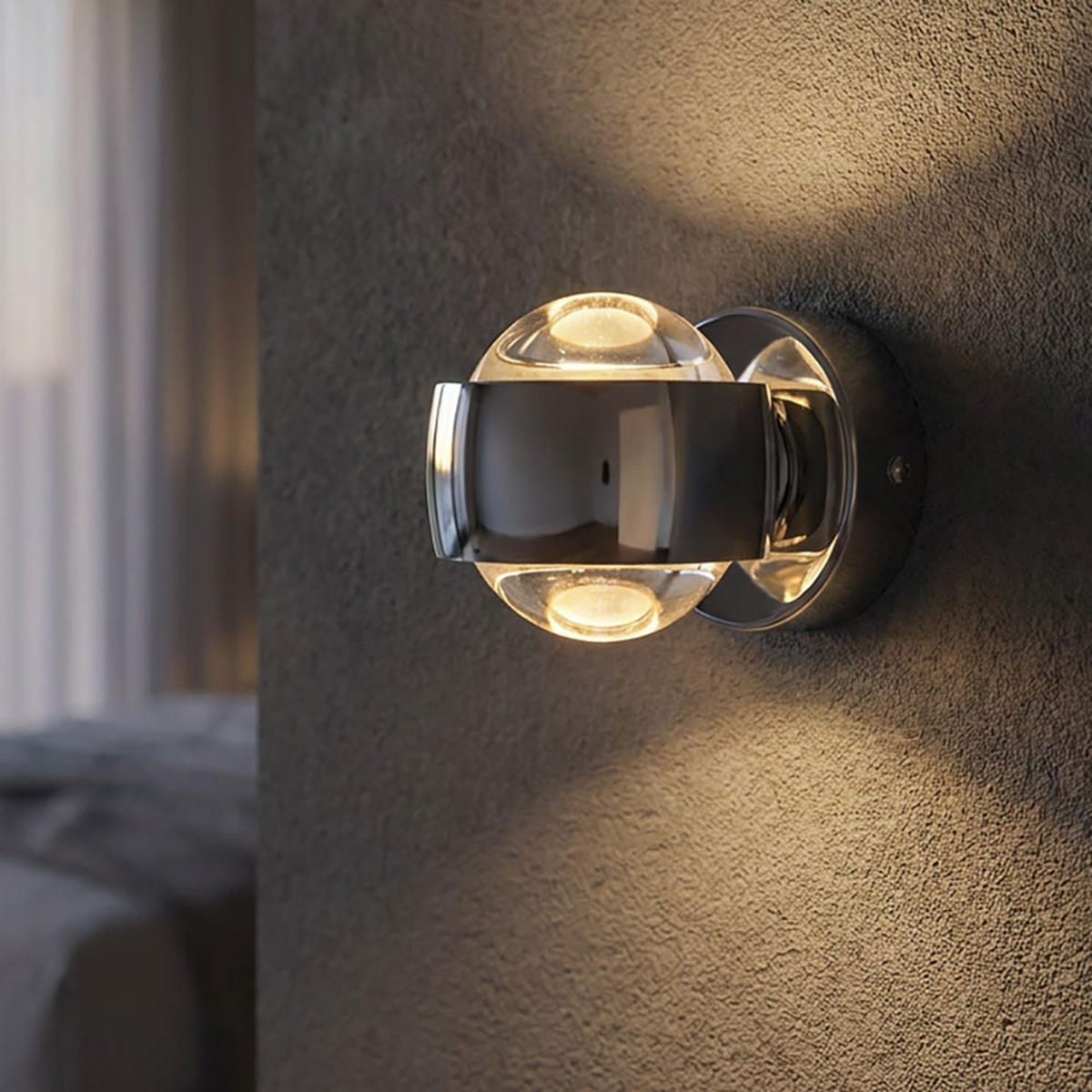 LED WANDLEUCHTE RANDI Chrom Silber - Silberfarben, Glas (7.5/7/10cm) - Globo Lighting