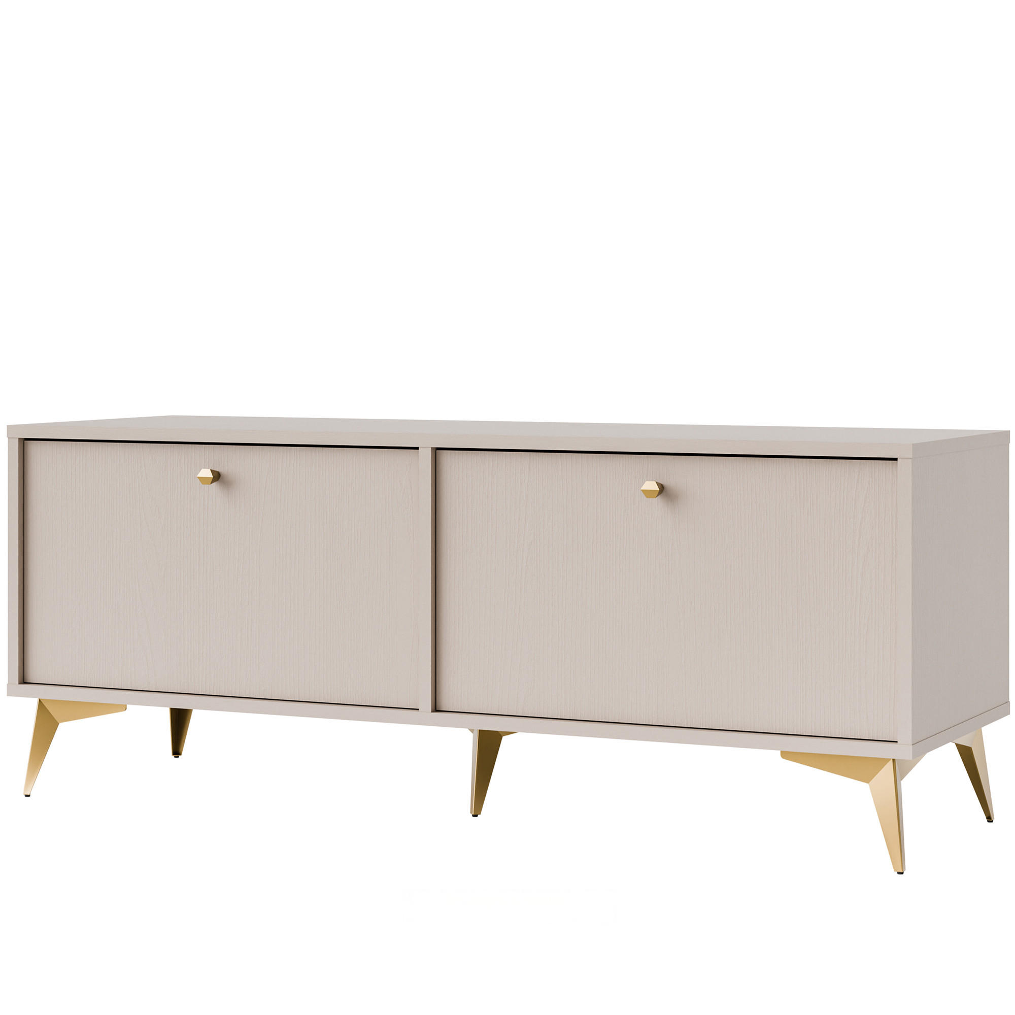 TV-LOWBOARD FLOREN, Creme/Gold - Creme, Holzwerkstoff/Metall (120.6/48.5/40.8cm) - KONSIMO®