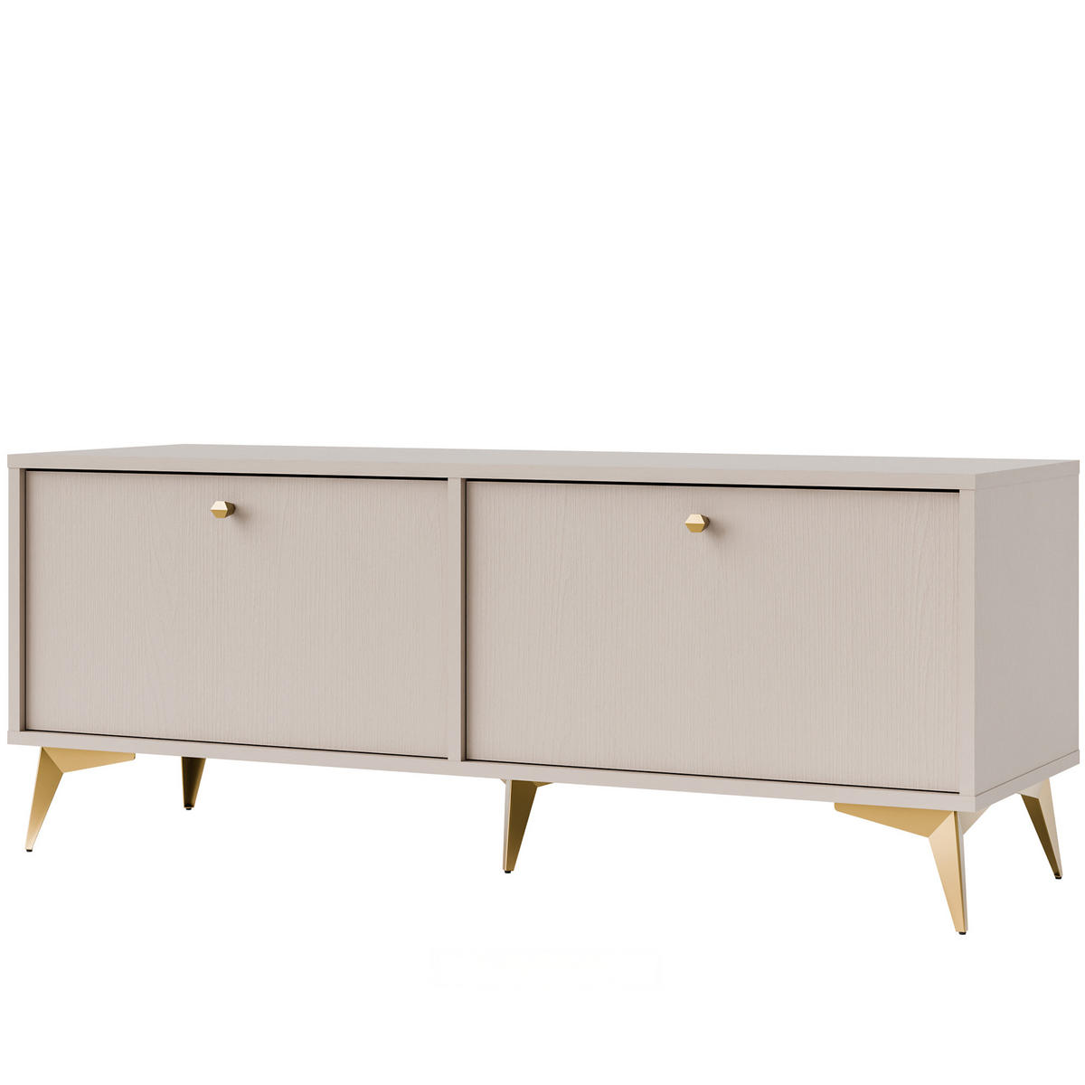 TV-LOWBOARD FLOREN, Creme/Gold - Creme, Holzwerkstoff/Metall (120.6/48.5/40.8cm) - KONSIMO®