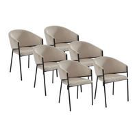 STUHL mit Armlehnen 6er-Set - Cord & Schwarzes Metall - Cremefarben - ORDIDA - Creme, Textil (61/80/53cm) - Pascal Morabito