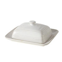 BUTTERDOSE aus Keramik Jonah Weiß 19,6/16,6/7 cm - Weiß, Keramik (16.6/7/19.6cm) - Boltze Home