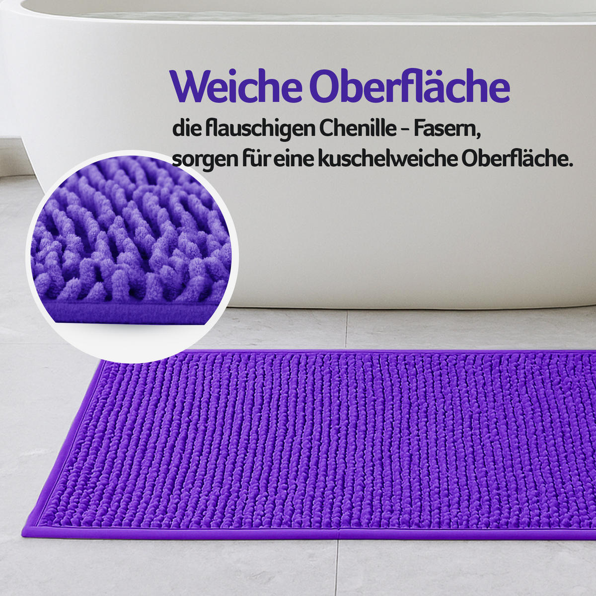 BADEMATTE Chenille 60x90cm Lila - Lila, Textil (90/60cm) - Bestlivings