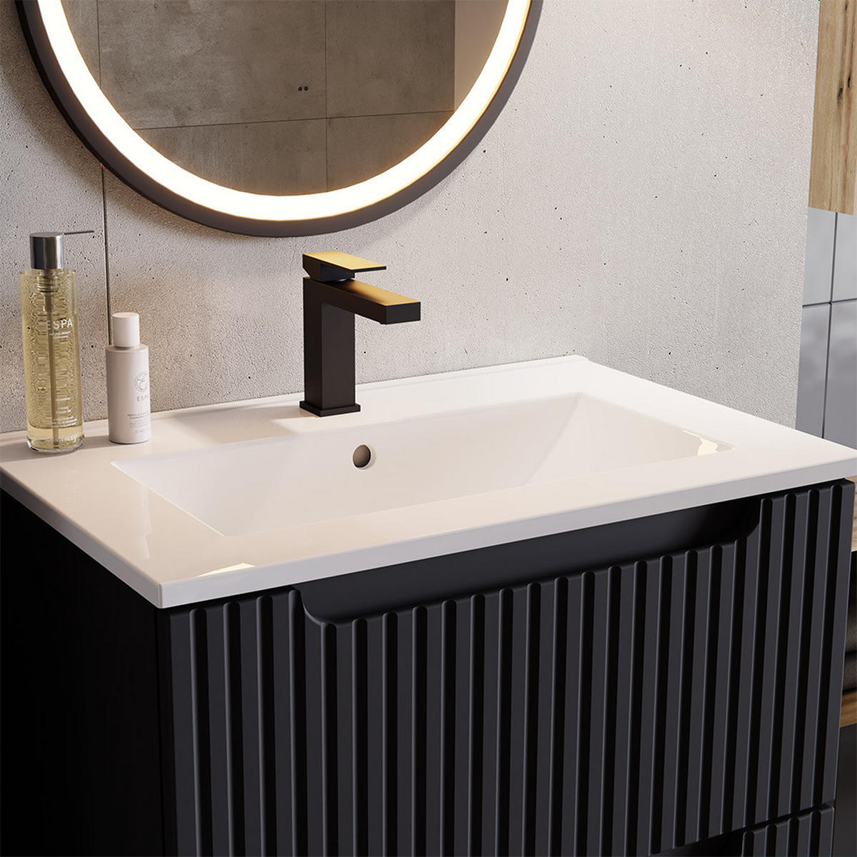 WASCHTISCH Newport-56 - Schwarz, Holzwerkstoff (51/59/40cm) - Lomado