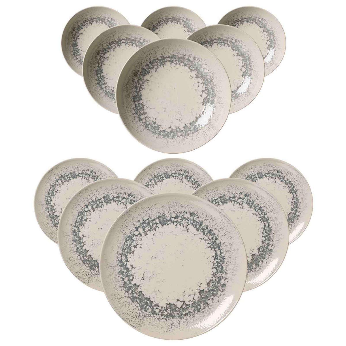 TAFELSERVICE Cecina Graphit 12er Set - Beige/Grau, Keramik (1/1/1cm) - Ritzenhoff Breker