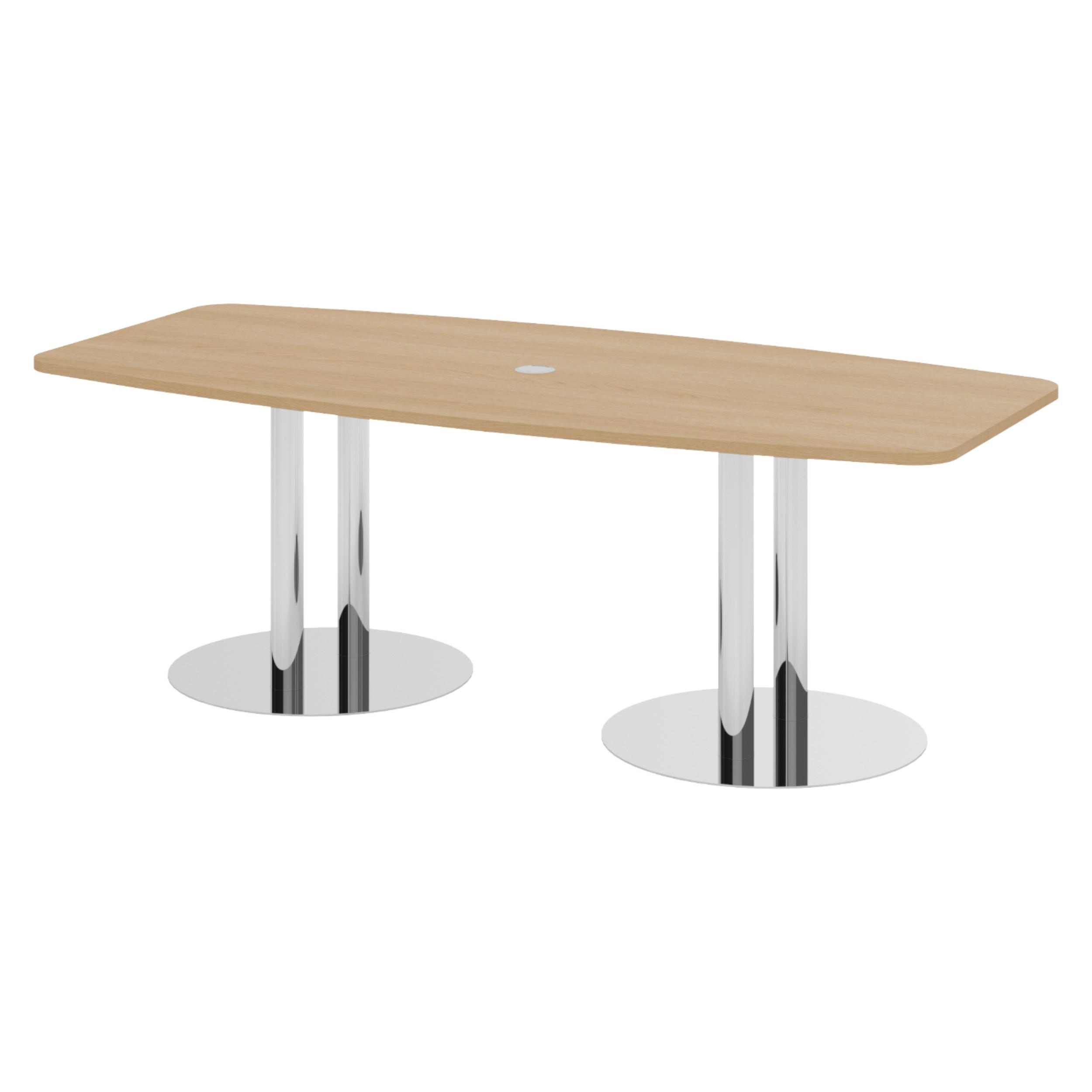 KONFERENZTISCH klein KT22 103/220/74,5 cm in Eichefarben/Chromsäulen - Chromfarben/Eichefarben, Holzwerkstoff (103/220/74.5cm) - bümö