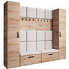 GARDEROBE Margaret XL 242/203/43 mit gepolsterten Paneelen und Schuhschrank - Beige/Schwarz, Holzwerkstoff/Kunststoff (242/203/43cm) - Beautysofa