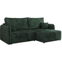 ECKSCHLAFSOFA MESTO L Grün Cord - rechts - Schwarz/Grün, Kunststoff/Textil (147/227cm) - MKS