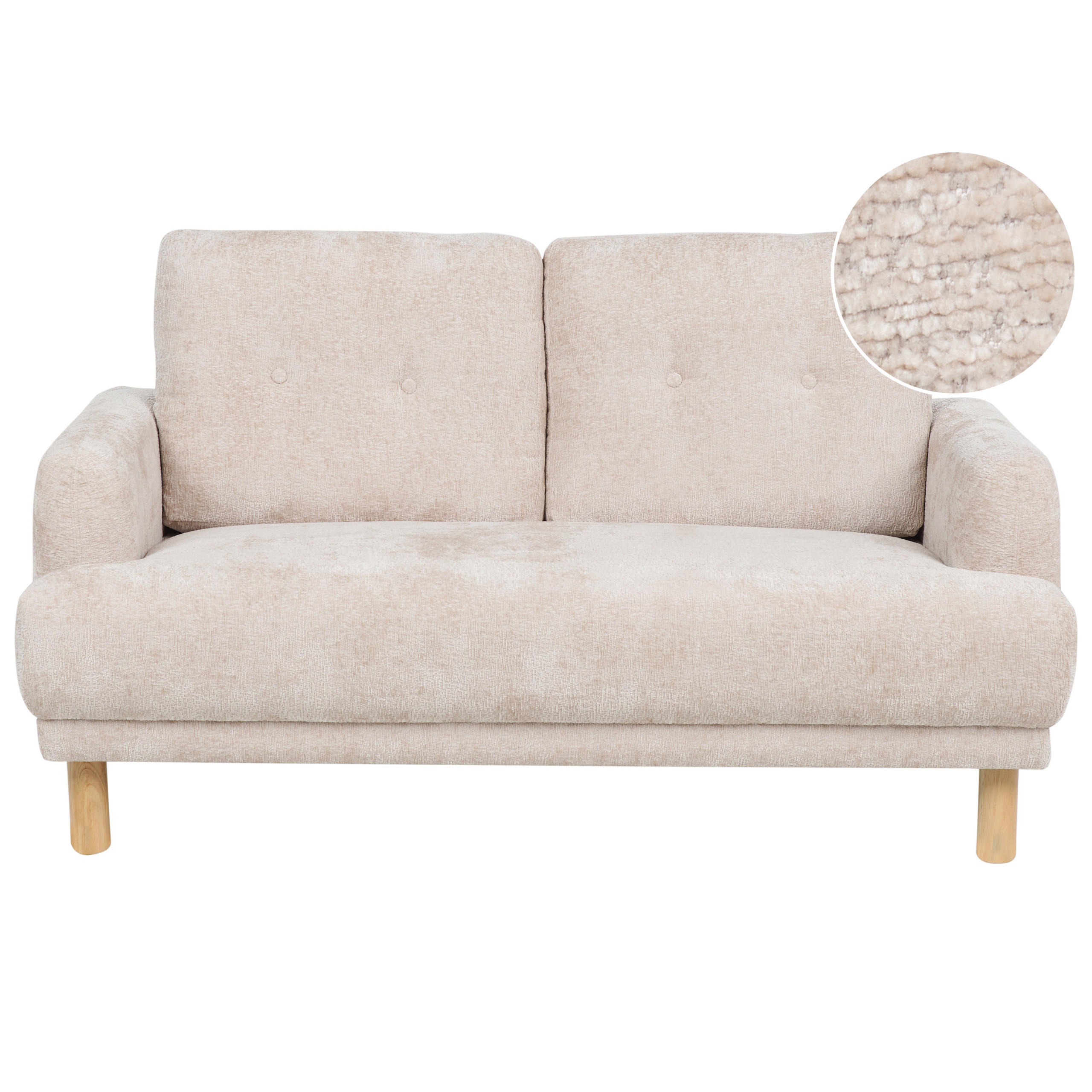 2-SITZER-SOFA Bouclé beige Tuve - Hellbraun/Beige, Textil (149/85/90cm) - Beliani