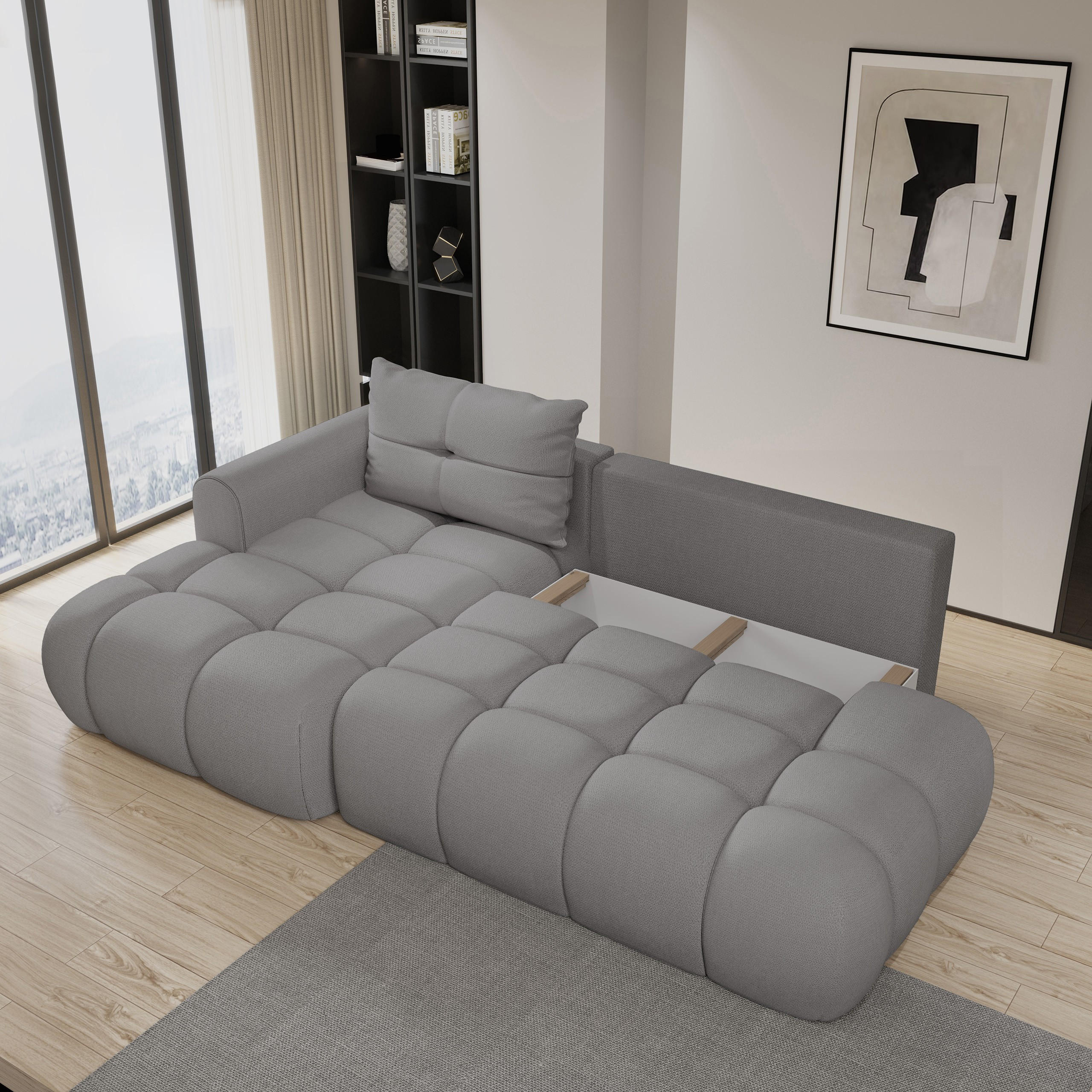 Thumbnail - Masseno Ecksofa, Gelb, Holz, 4-Sitzer, L-Form,L-Form, 274x165 cm, Wohnzimmer, Sofas & Couches, Wohnlandschaften, Ecksofa...