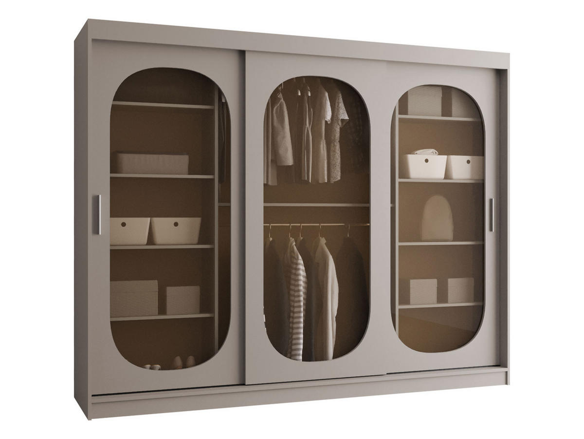 SCHWEBETÜRENSCHRANK Bahrajn 250 - Kaschmir/Silberfarben, Holzwerkstoff/Kunststoff (250/200/62cm) - MIRJAN24