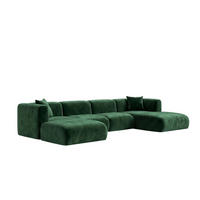 ECKSOFA U-Form, Velvet-Stoff Bluvel, Grün, GRETA - Grün, Holz (408/70/179cm) - Kaiser Möbel