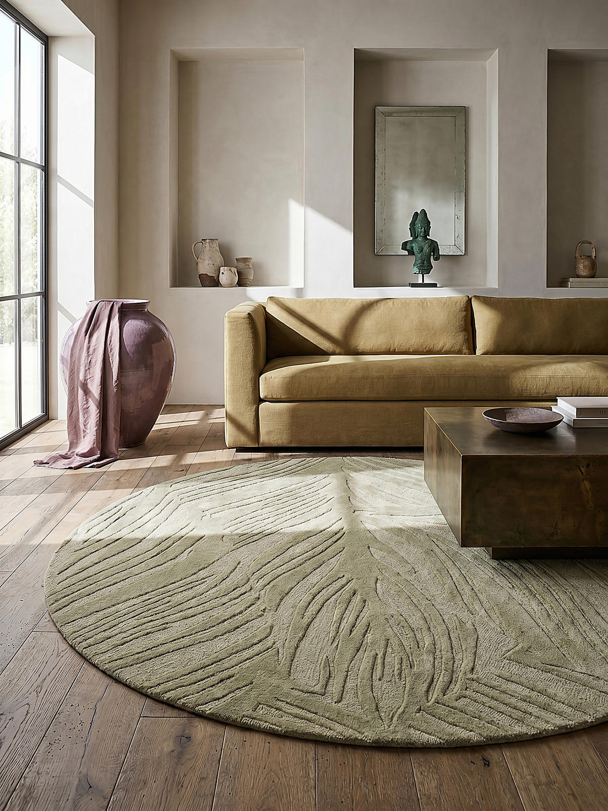 WOLLTEPPICH LEVEN Ø 160 cm - Grün, Textil (160/160cm) - KADIMA DESIGN