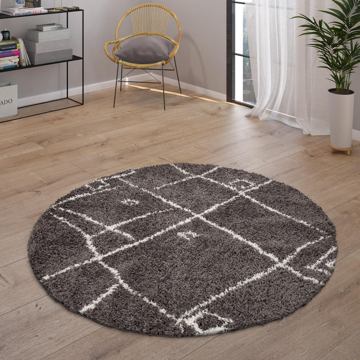 HOCHFLORTEPPICH 200/200 cm Orebro 171 - Anthrazit, Kunststoff (200/200cm) - Paco Home