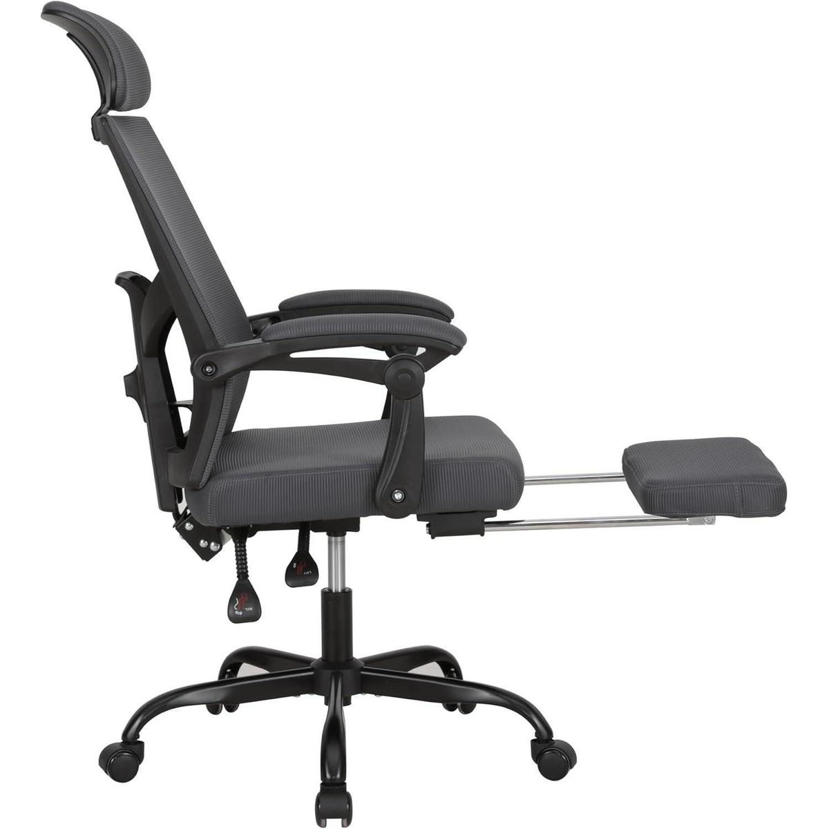 BÜROSTUHL mit Fußstütze Grau - Grau, Textil (64/117/64cm)