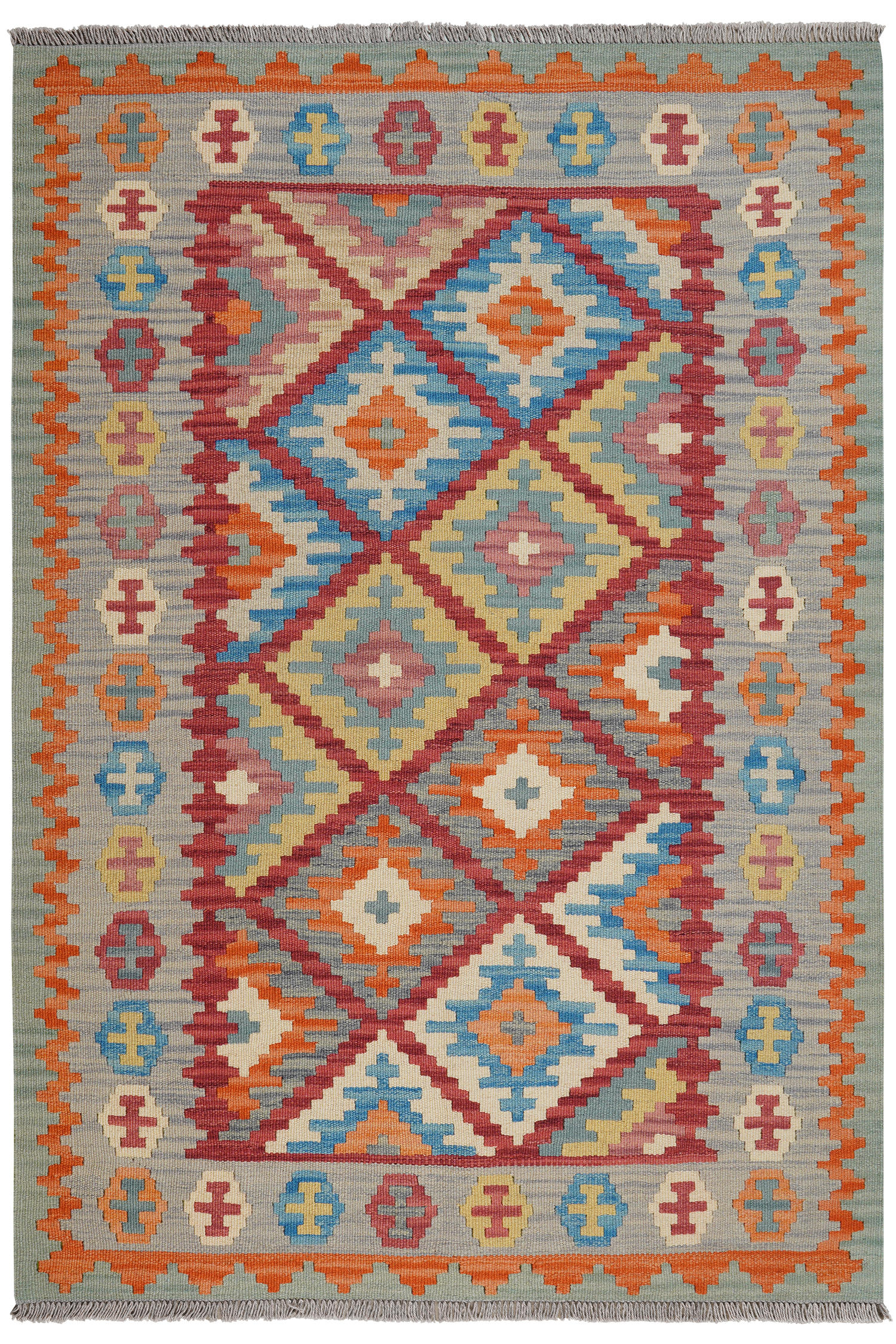 HANDWEBTEPPICH Kelim Gashgai Rot 182/126 cm - Rot, Textil (126/182cm) - Looma