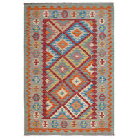 HANDWEBTEPPICH Kelim Gashgai Rot 182/126 cm - Rot, Textil (126/182cm) - Looma