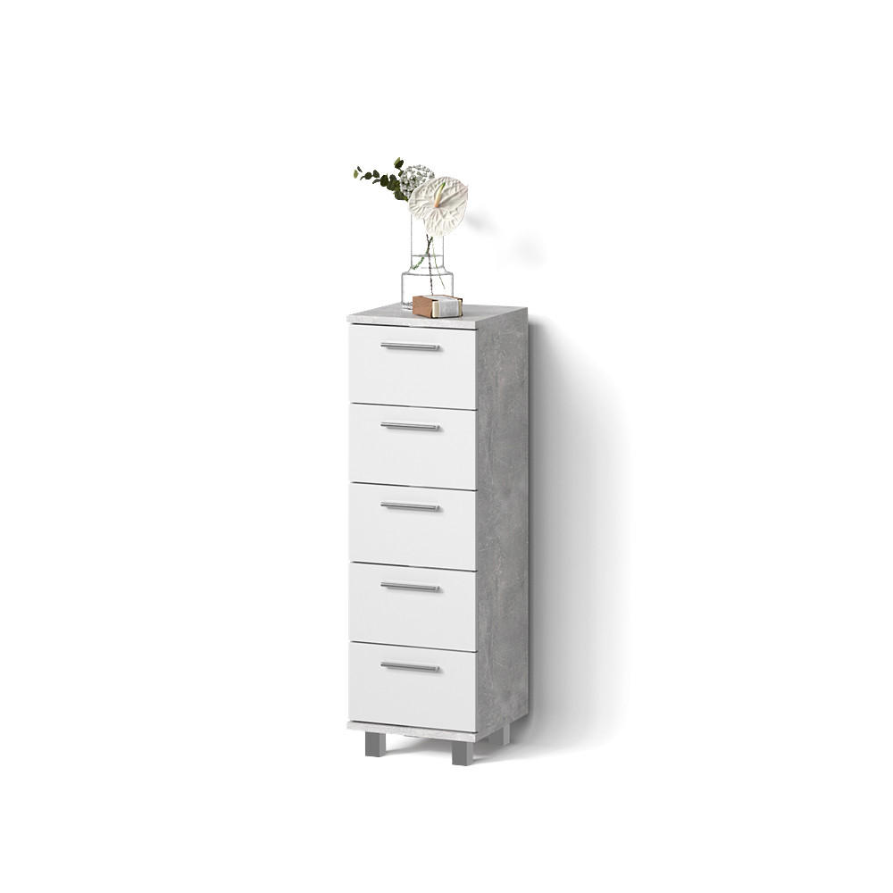 BADSCHRANK Eisak Beton 30 x 95 cm - Schieferfarben, Holzwerkstoff (30/95/30cm) - Livinity®