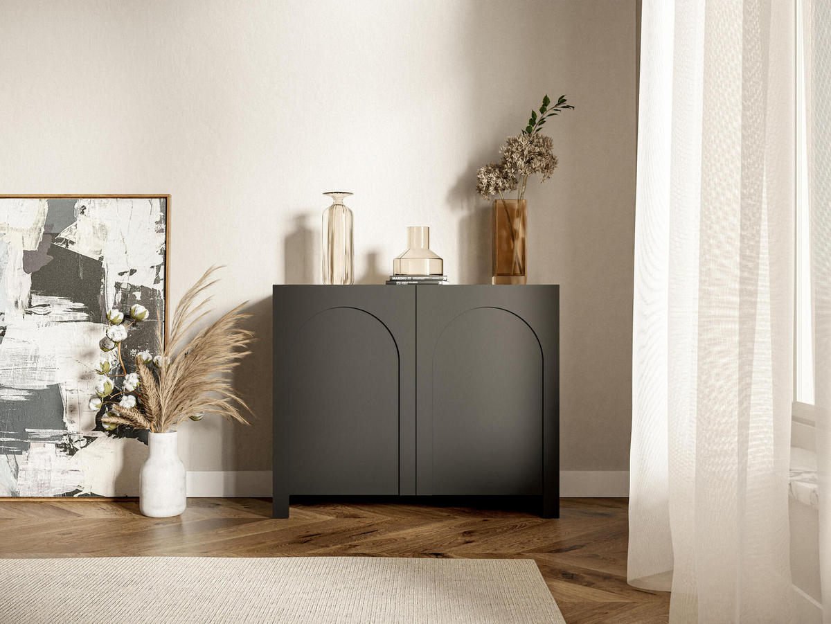 SIDEBOARD ARCO Schwarz, Gold 100x35x81 cm - Goldfarben/Schwarz, Holzwerkstoff (100/81/35cm) - FURNLUX
