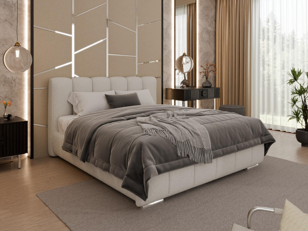 POLSTERBETT Zaira 160 x 200 cm mit Bettkasten und Lattenrost federkernmatratze 18cm - taupe - Taupe, Holz (160/200cm) - Panda Möbel