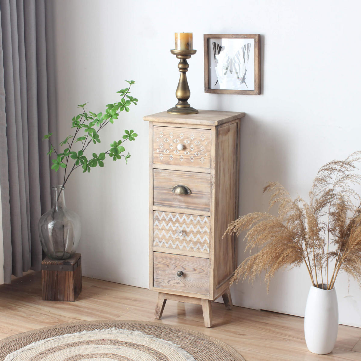 KOMMODE Hellbraun 30/30/82 cm - Hellbraun, Holz (30/82/30cm) - Mobili Rebecca