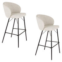 BARHOCKER Joa mit Rückenlehne 75 cm Bouclé Beige - 2 er Set - Beige, Kunststoff (52/100/50cm) - Housecraft Living
