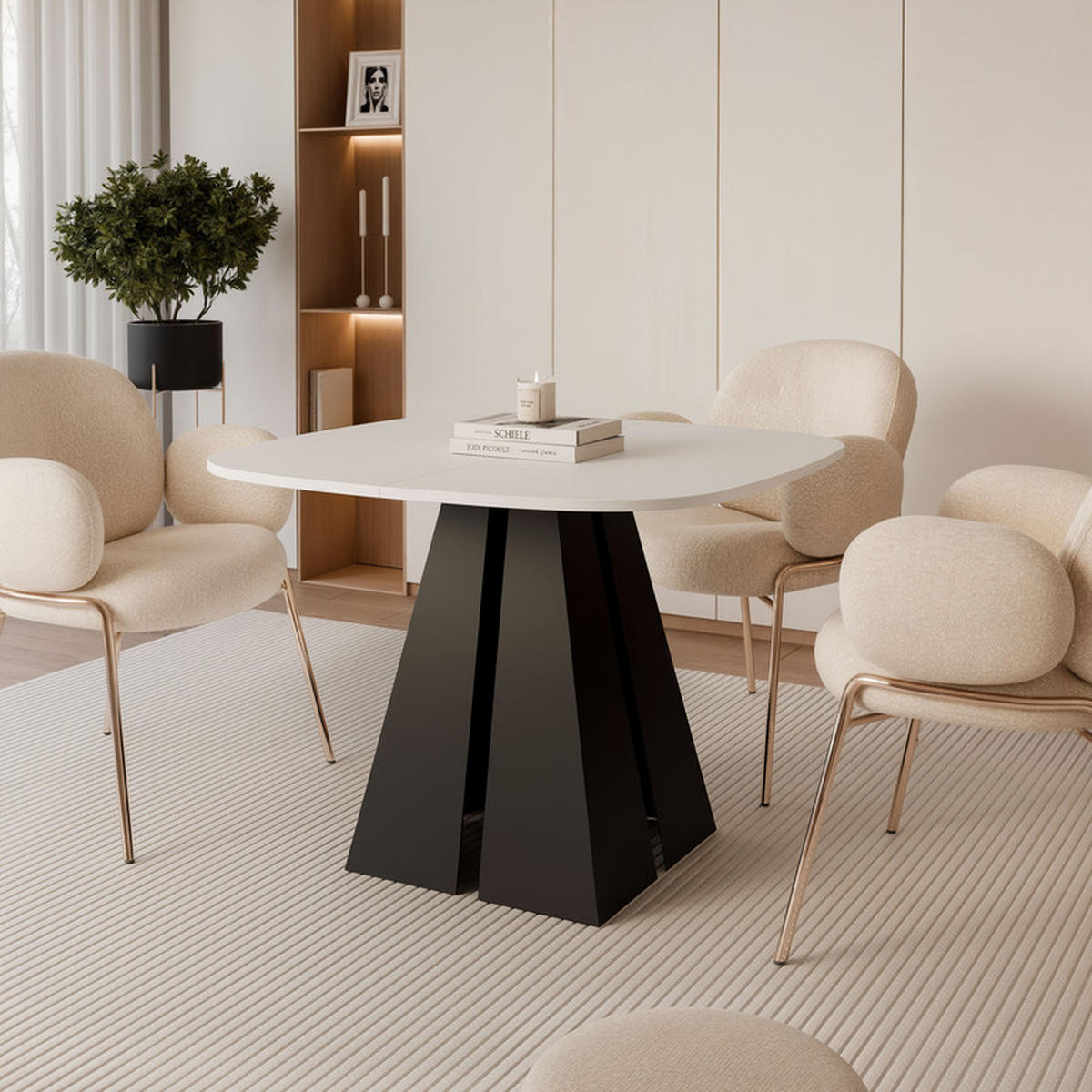 AUSZIEHTISCH ZELO 100/50/76 cm mit Metallgestell, Schwarz / Weiß - Schwarz/Weiß, Holzwerkstoff/Metall (50/100/76cm) - Idohome