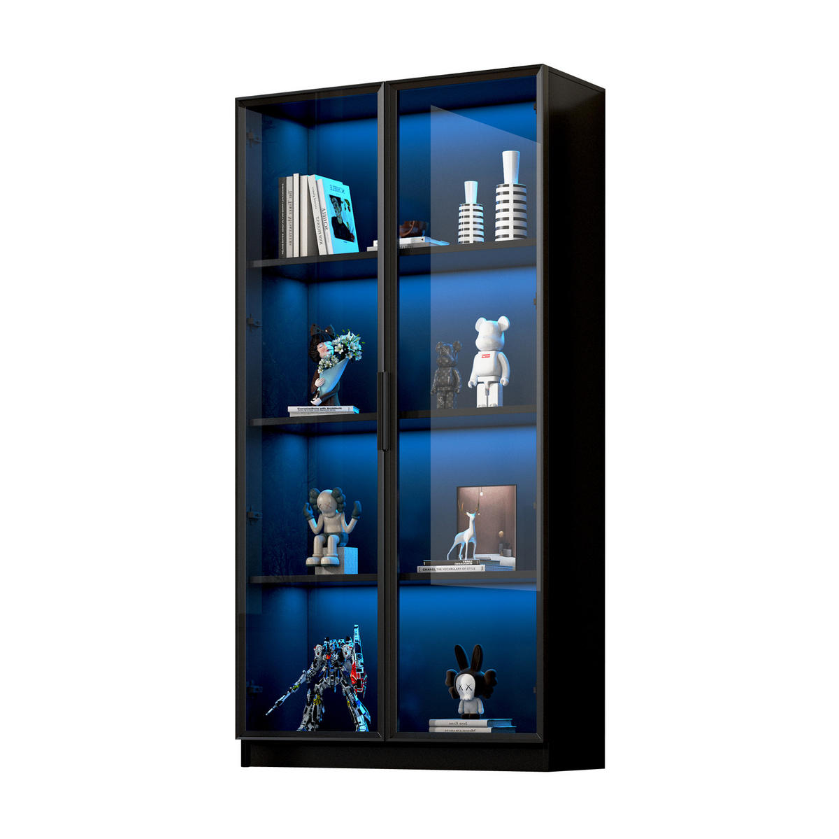 VITRINE 80/40/160 cm aus Spanplatte mit App-gesteuerter LED-Beleuchtung Schwarz - Schwarz, Holzwerkstoff (40/160/80cm) - Modenvie