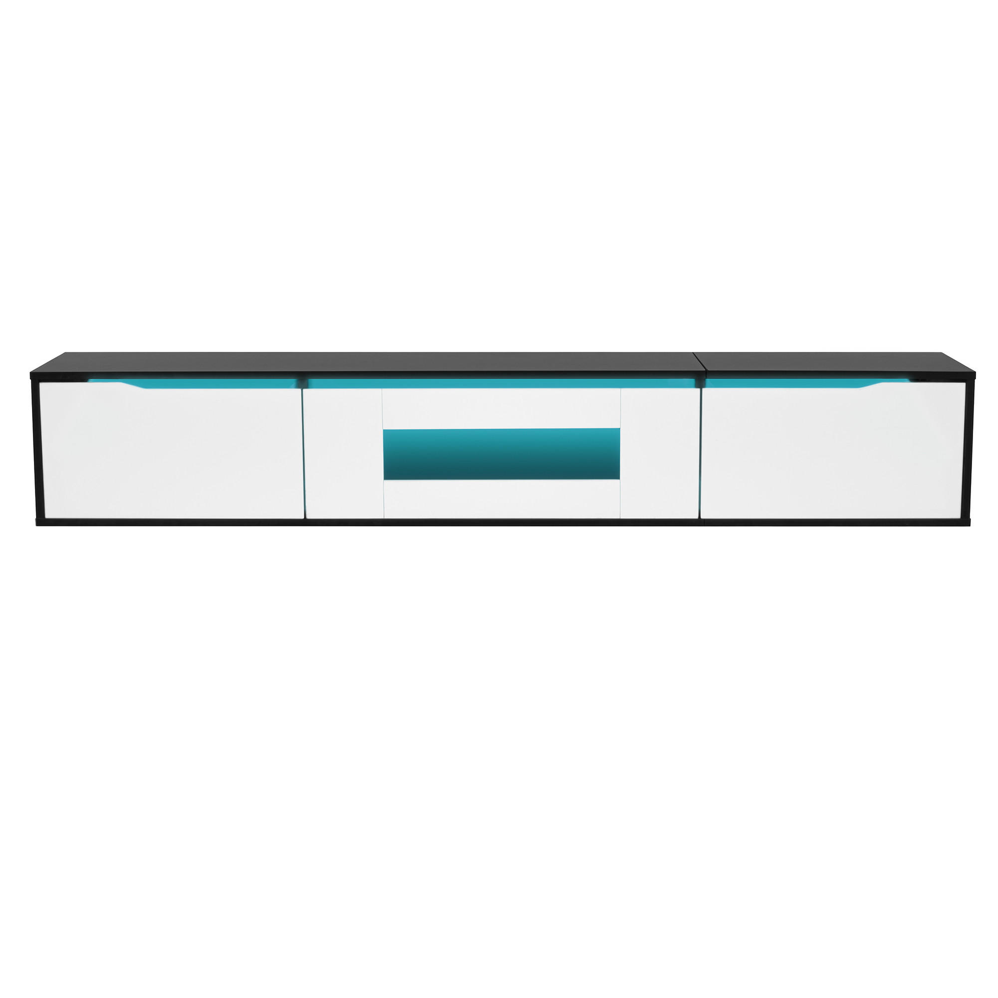 TV-ELEMENT180CM HochglanzSchwarzWeiß LEDBeleuchtung Wandmontage - Schwarz, Holz (46/17/142cm) - Raelunyi
