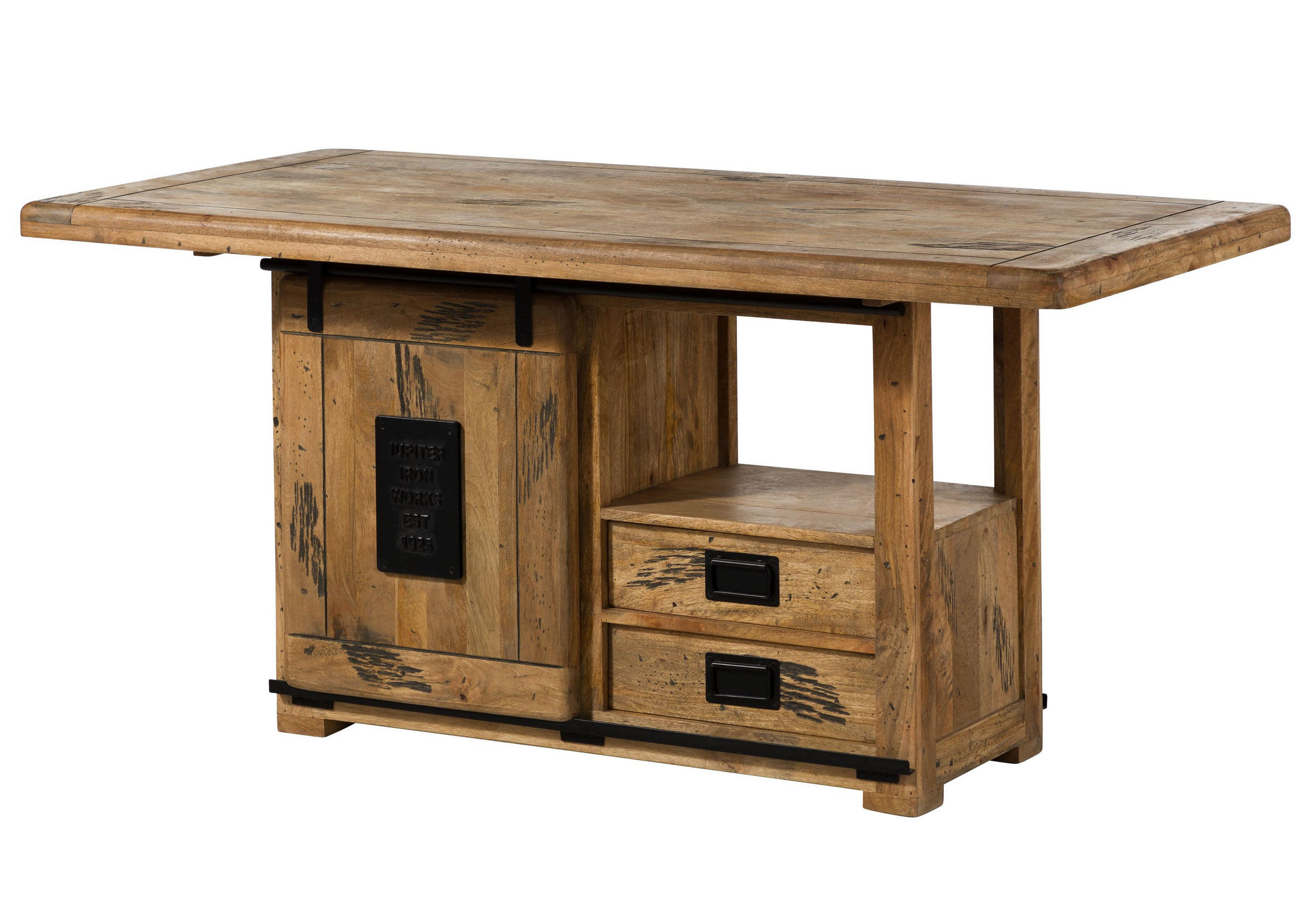 ESSTISCH Mango 160x80x76 natur lackiert RAILWAY #113 - Braun, Holz (80/160/76cm) - Massivmoebel24