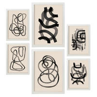 POSTER Set Mit 6 Gebogene abstrakte Formen 2 Größe A3 & A4 Weißer Rahmen - Weiß, Papier (29.7/1cm) - Nacnic