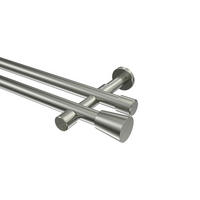 GARDINENSTANGEN-SET Prestige Sitra 240 cm (geteilt in 2 x 120 cm), 2-läufig (ohne Ringe), 20 mm Ø Edelstahl-Optik - Edelstahlfarben, Metall (240cm) - INTERDECO
