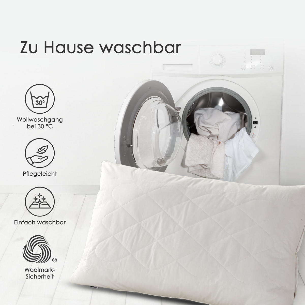 SCHURWOLLE-KISSEN 48/74 cm mittelweich - Weiß, Textil (48/74cm) - Homescapes