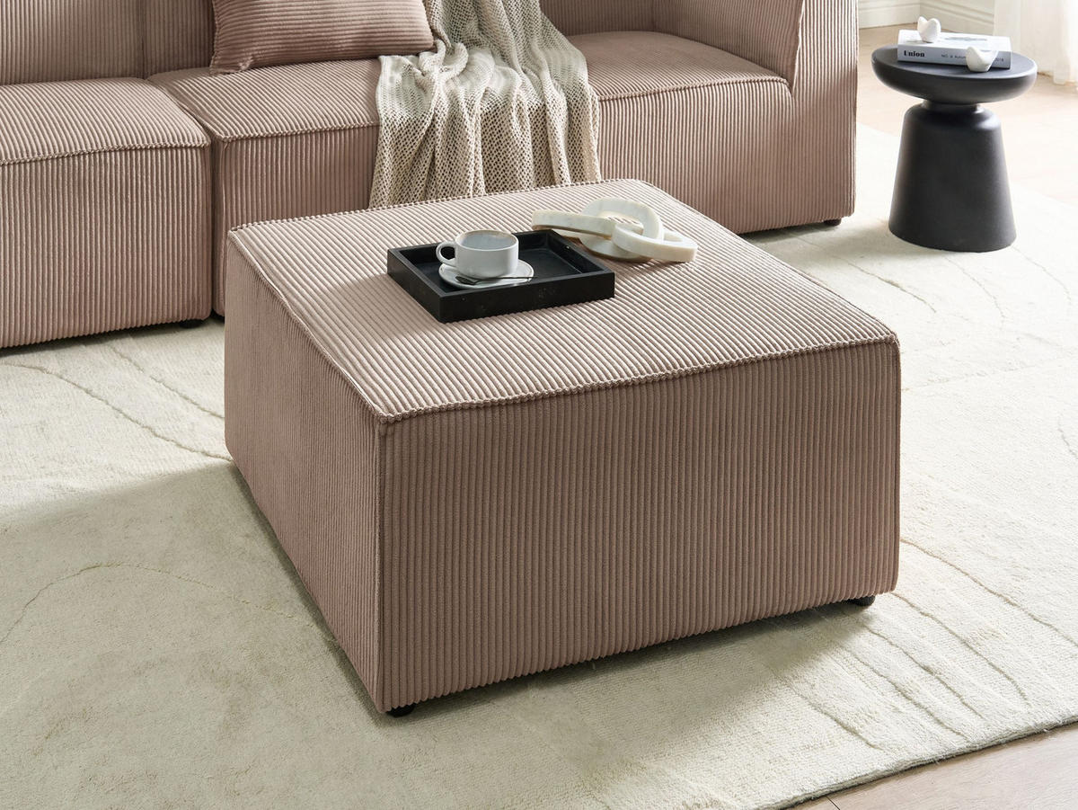 OTTOMANE Cord Sandbeige Lemvig - Sandfarben, Textil (83/41/83cm) - Beliani