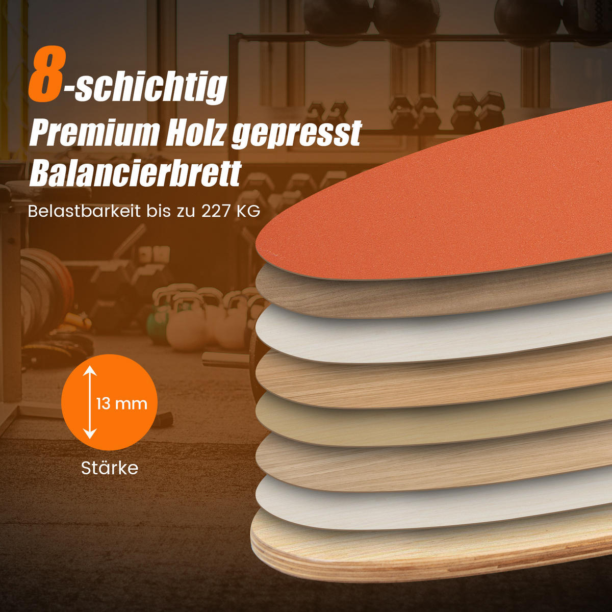 BALANCIERBRETT Orange - Orange, Holz (28/82cm) - COSTWAY