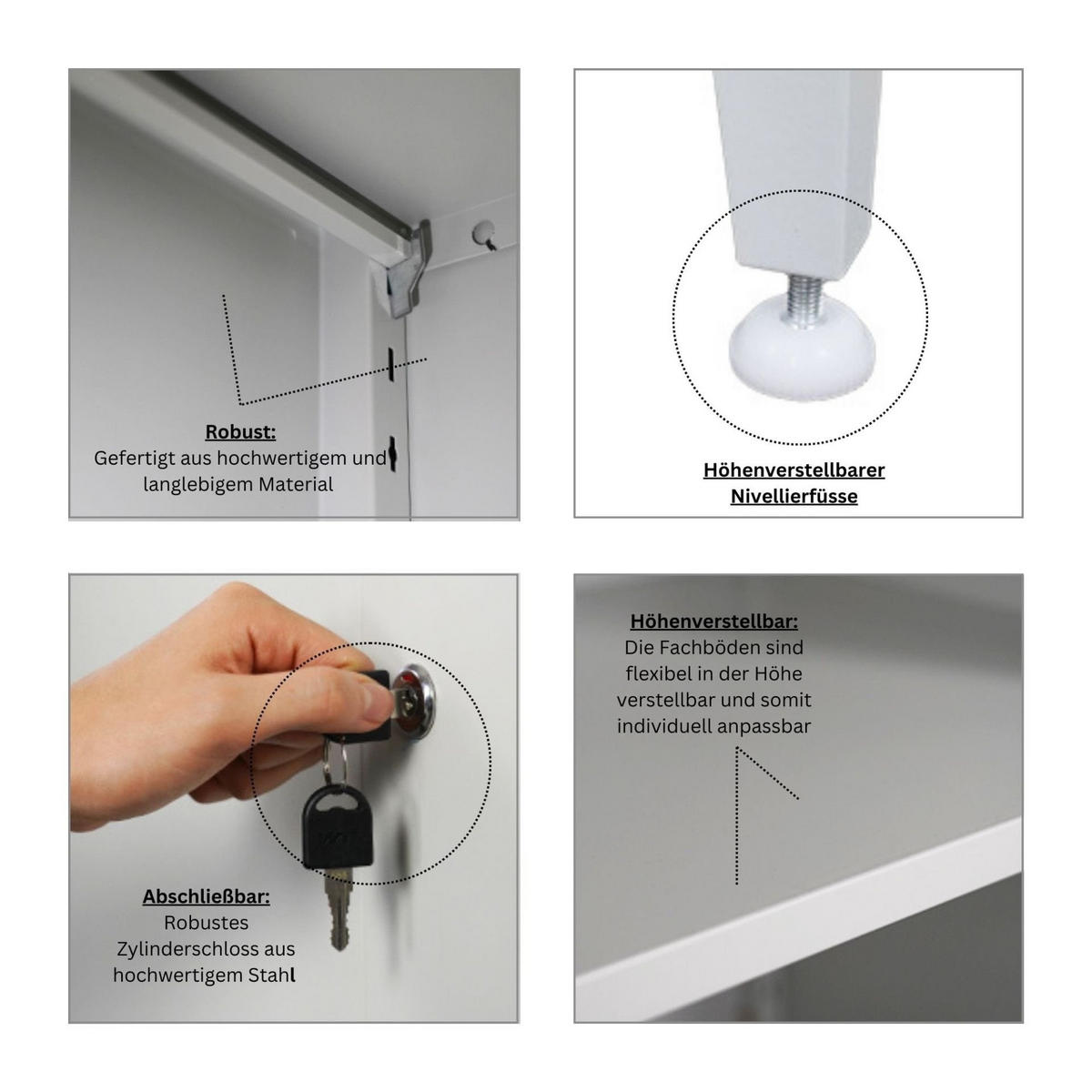 AKTENSCHRANK Elephant 2er-Set 2 Ebenen Lichtgrau 90x80x40cm - Hellgrau, Metall (160/90/40cm) - PROREGAL