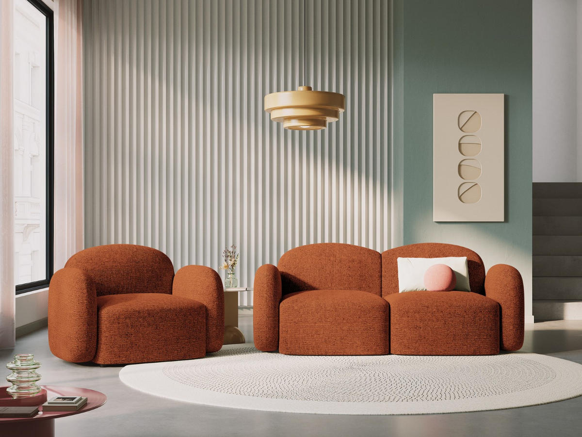 SOFA Blair aus Chenille-Stoff mischung terrakotta 2 Sitzplätze - Terra cotta, Textil (87/80/194cm) - Micadoni