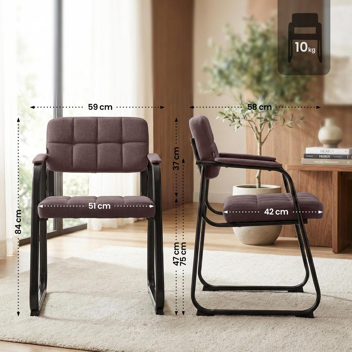 ARMLEHNENSTUHL Stoff braun - Braun, Textil/Metall (59/84/58cm) - CLP