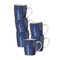 HENKELBECHER Royal Reiko blau-weiß 350 ml 6er Set - Blau/Weiß, Keramik (0.35L) - Ritzenhoff Breker