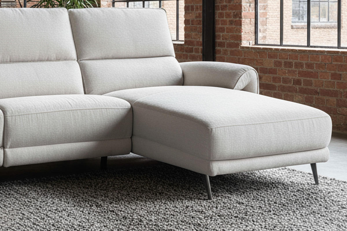 ECKSOFA ADRIANA Hellgrau Flachgewebe Relaxfunktion - Hellgrau/Schwarz, Textil/Metall (280/163cm) - KAWOLA