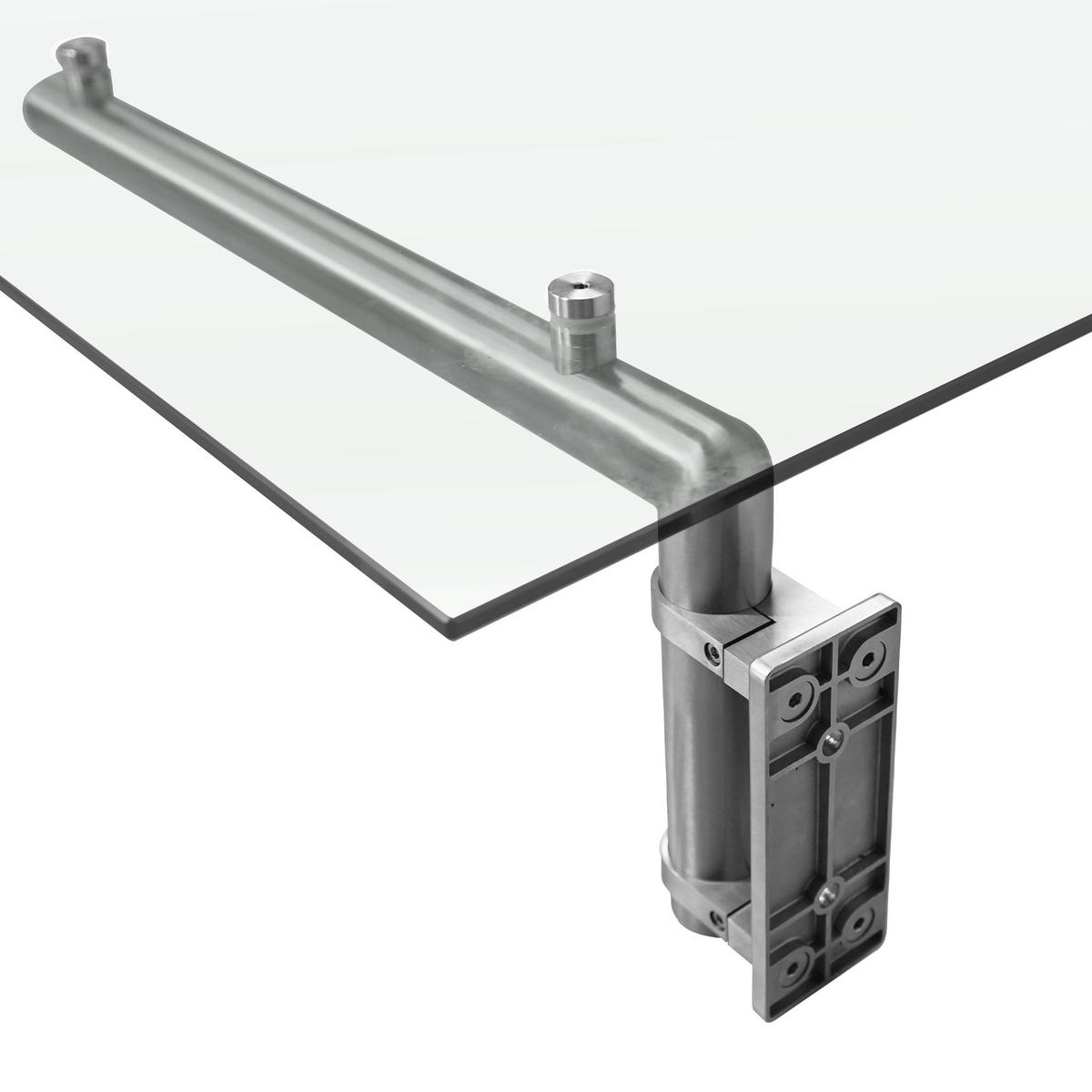 VORDACH & Halterungen, Glas, 144cm B, 80cm T - Silberfarben, Glas (70/20/20cm) - Monstershop