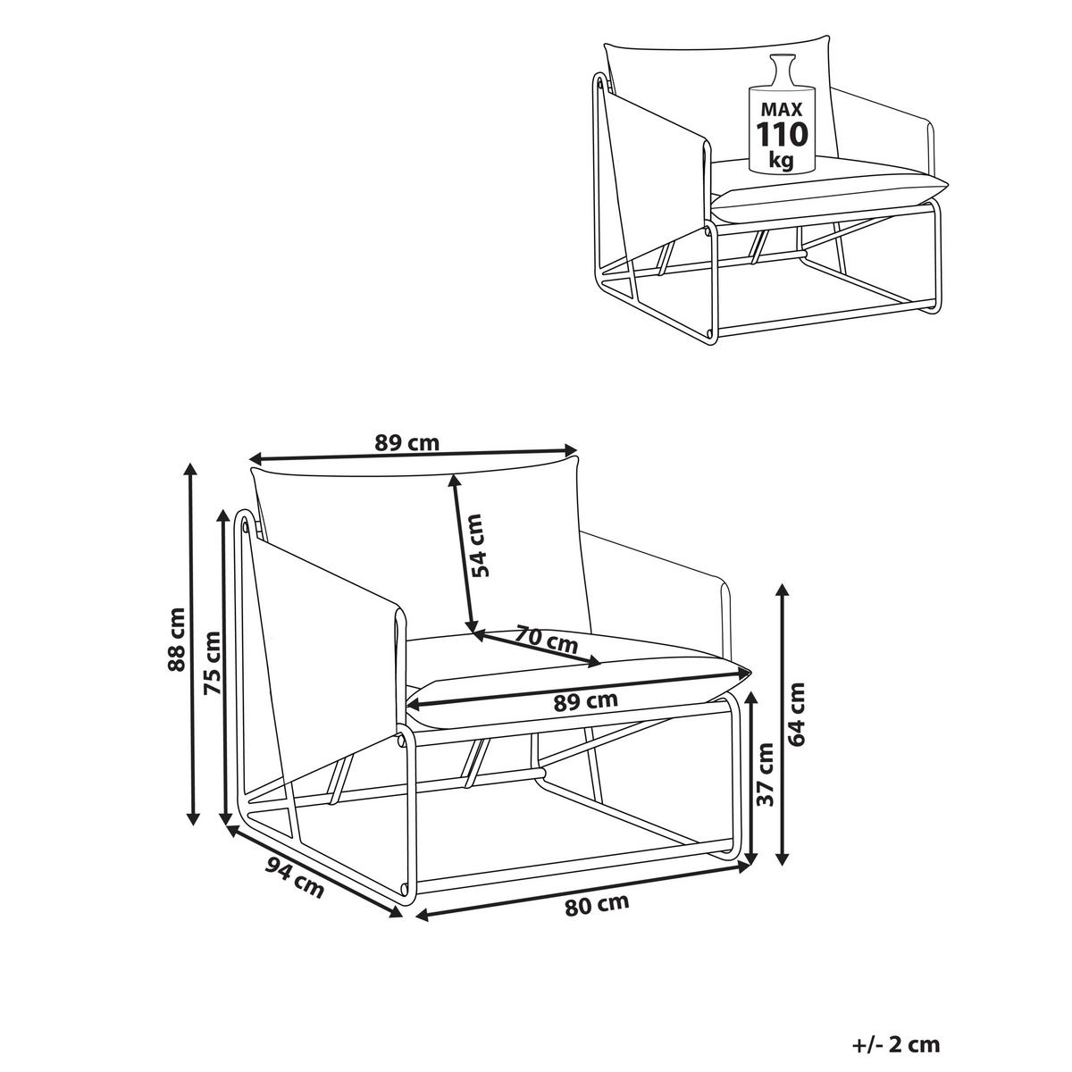 GARTENSTUHL Hellbeige Ponte - Beige/Grau, Metall (80/88/94cm) - Beliani