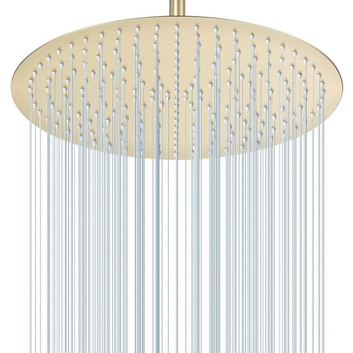 REGENDUSCHE 40 cm Edelstahl gebürstetes Gold - Goldfarben, Metall (40.6/12.7/40.6cm)
