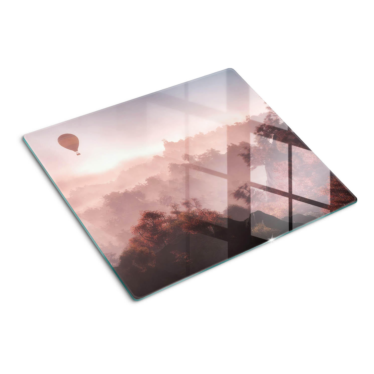 GLASPLATTE 60x52 cm Ballon über dem Wald - Braun, Glas (60/0.4/52cm) - TULUP