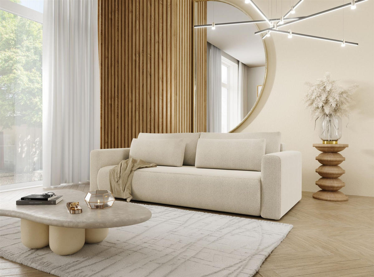 SOFA Schlafsofa Chaira - Beige, Holzwerkstoff/Textil (238/85/103cm) - Fun Möbel