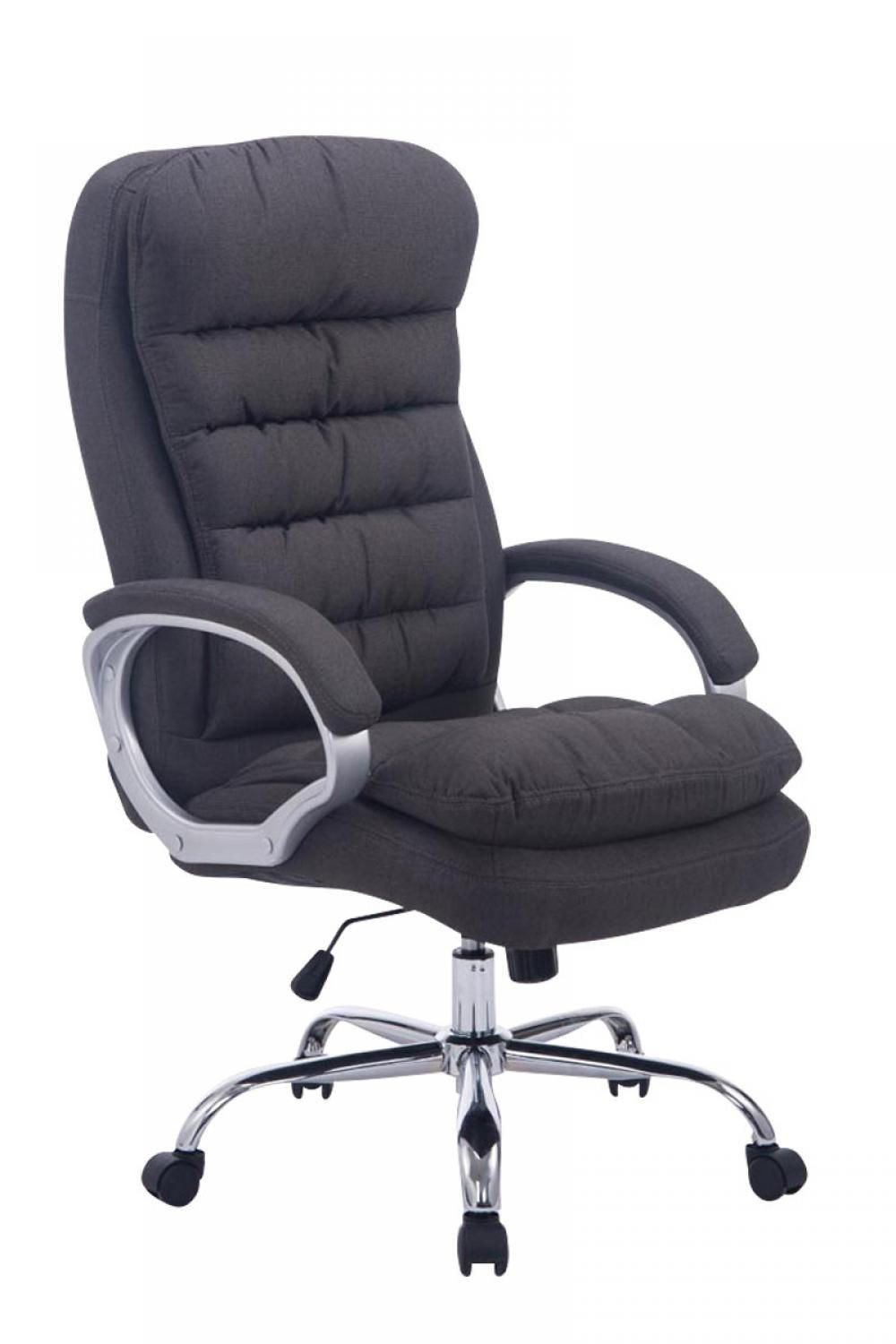 CHEFSESSEL Stoff dunkelgrau - Chromfarben/Dunkelgrau, Textil/Metall (68/116/77cm) - CLP