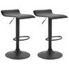 BARHOCKER 2er Set Derid Kunstleder Schwarz Schwarz - Schwarz, Leder/Metall (36/63/39cm) - DELUKE