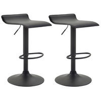 BARHOCKER 2er Set Derid Kunstleder Schwarz Schwarz - Schwarz, Leder/Metall (36/63/39cm) - DELUKE