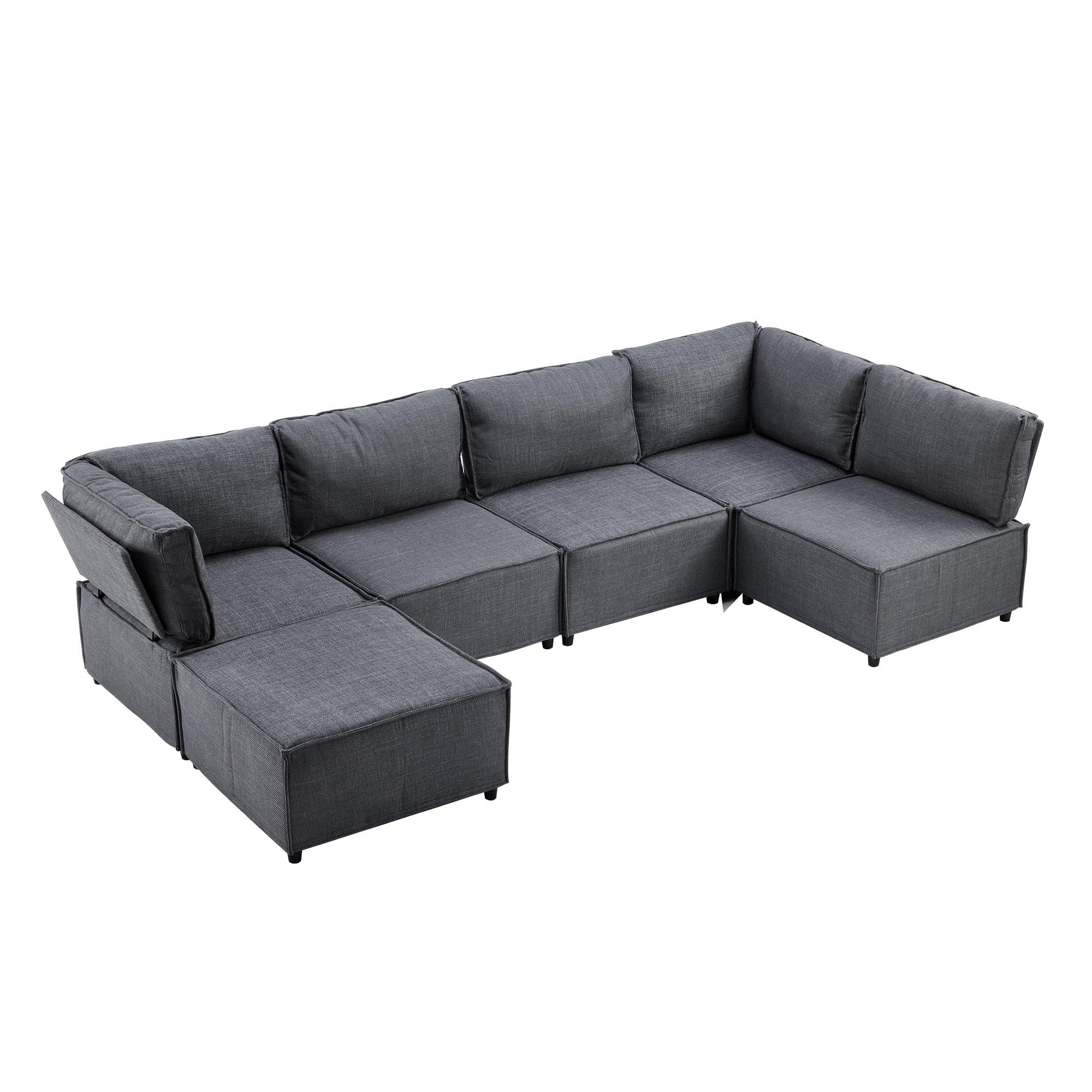WOHNLANDSCHAFT DE-35016 flexibel kombinierbar Dunkelgrau - Dunkelgrau, Holzwerkstoff (152/77/308cm) - ComfortXL