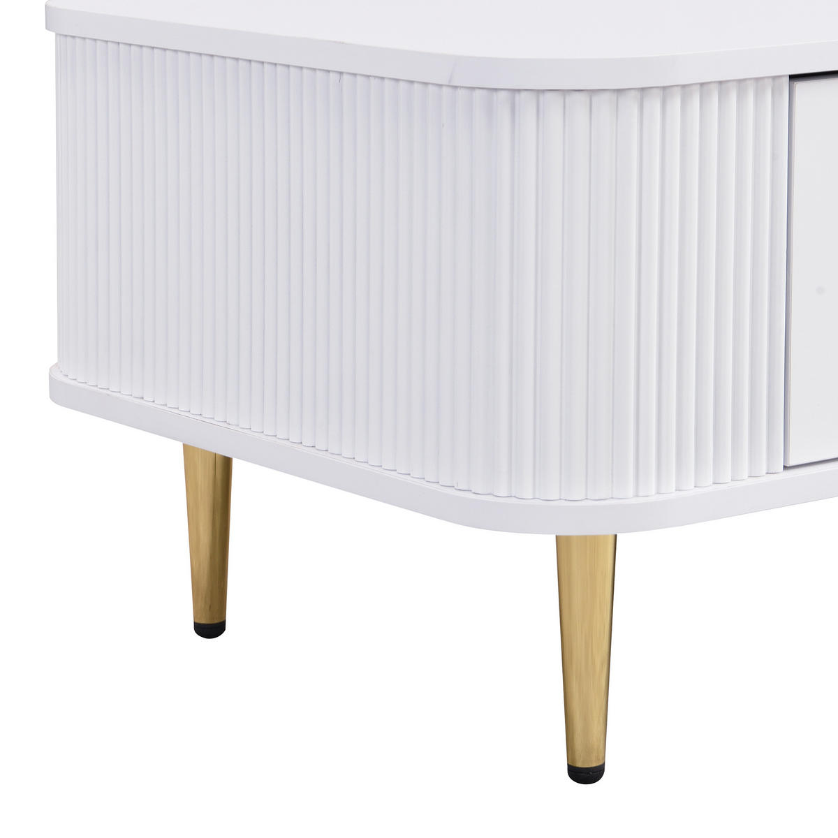 COUCHTISCH DE-035 WaveLine Weiß/Gold - Weiß, Holzwerkstoff (51/105/38cm) - ComfortXL